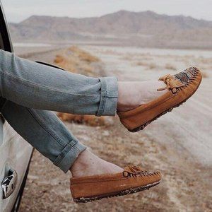 Minnetonka El Paso II Embroidered Mocs Brown 8.5